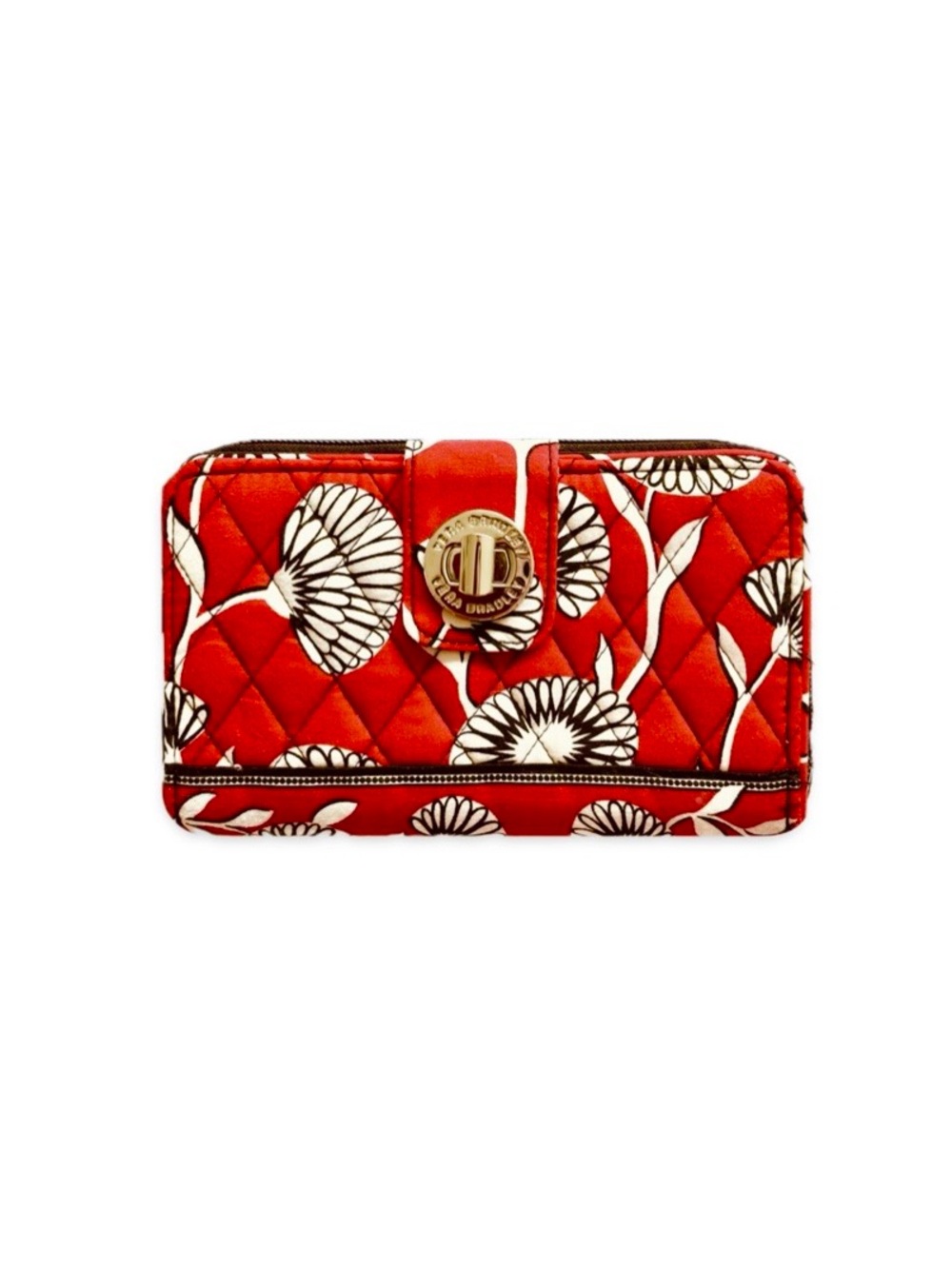 Vera Bradley Deco Daisy Quilted Zip Wallet Turnlock Clutch 5x8 New Without Tags